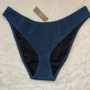 J. Crew Swim Textured High Cut Bikini Bottom Navy Size XL NWT